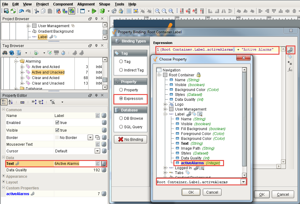Add a Label with Alarm Status Step 8