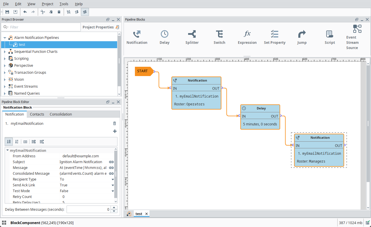 Alarm Pipeline Design Area Example