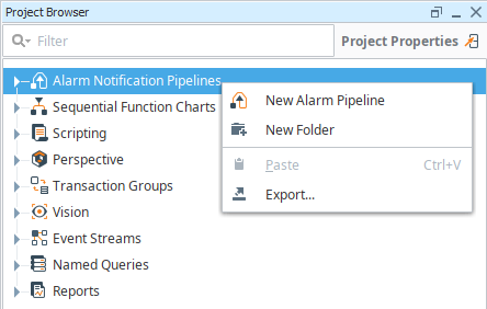 Alarm Pipeline Project Browser