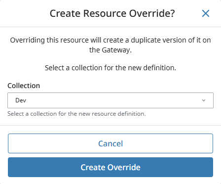 Assign Override To Collection Popup