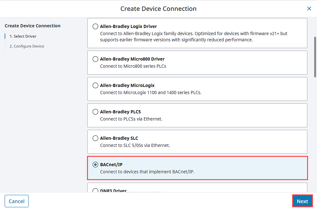 Connect to Remote BACnet Device Step 3