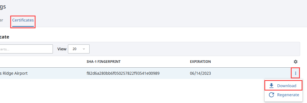 Certificates Tab