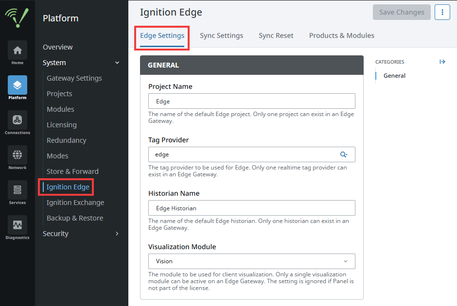 Edge Gateway Config Settings