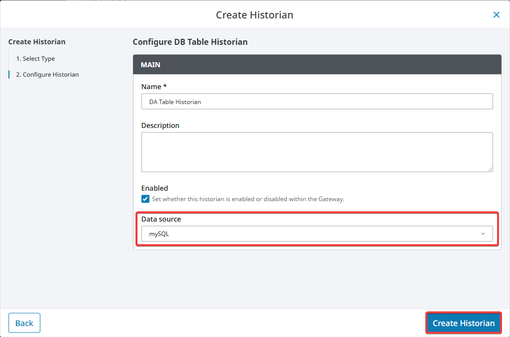Configuring a DB Table Historian Provider Step 6
