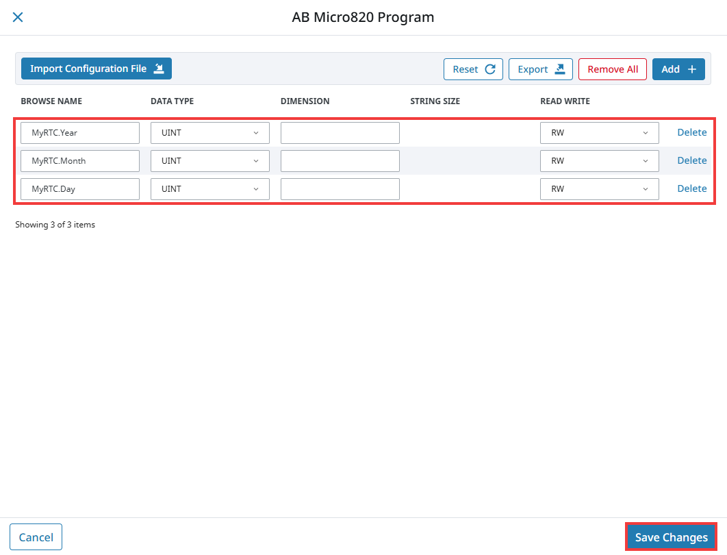 Configuring Data Points Example Step 4