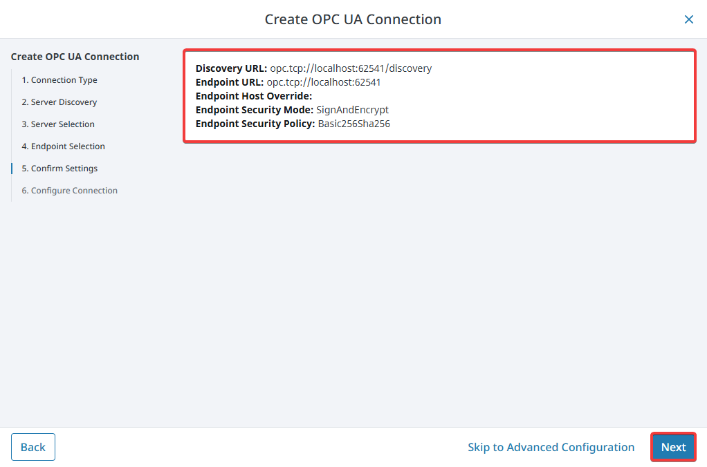 Configuring OPC Client Connection Step 8
