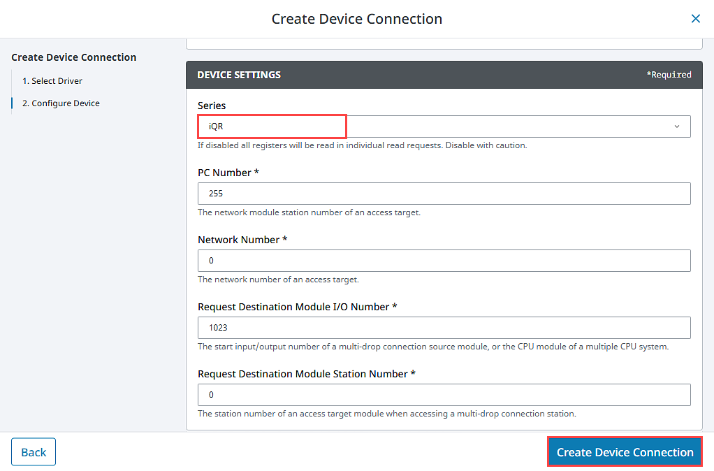Connecting to a Mitsubishi Device Step 7