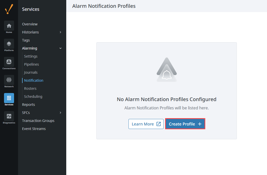 Create profile button