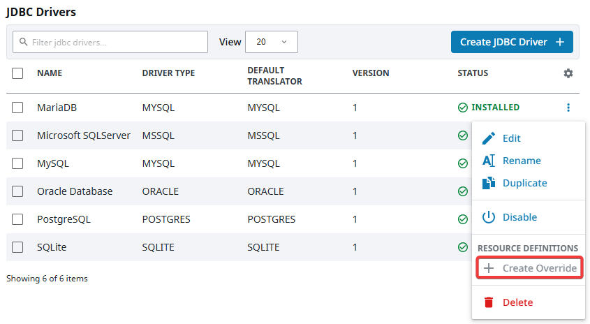 Create Resource Override System Resources