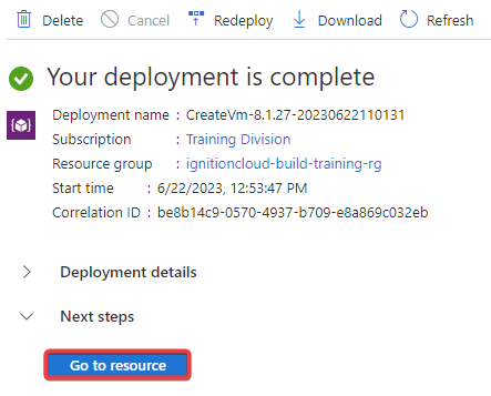 Create VM from Recently Created Step 8