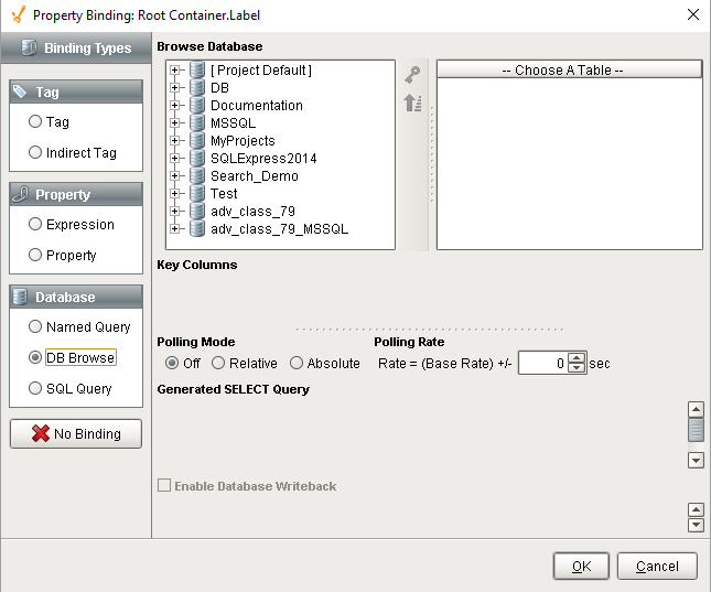 DB Browse Binding: Binding Properties to Database Tables