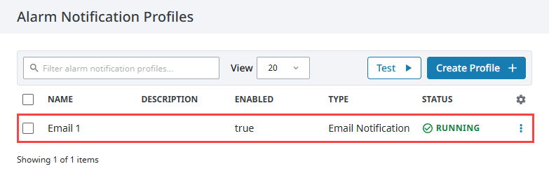 Email Notification Profile Status