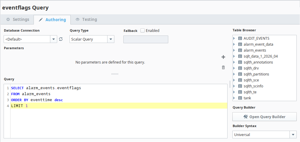 eventflags Property Named Query