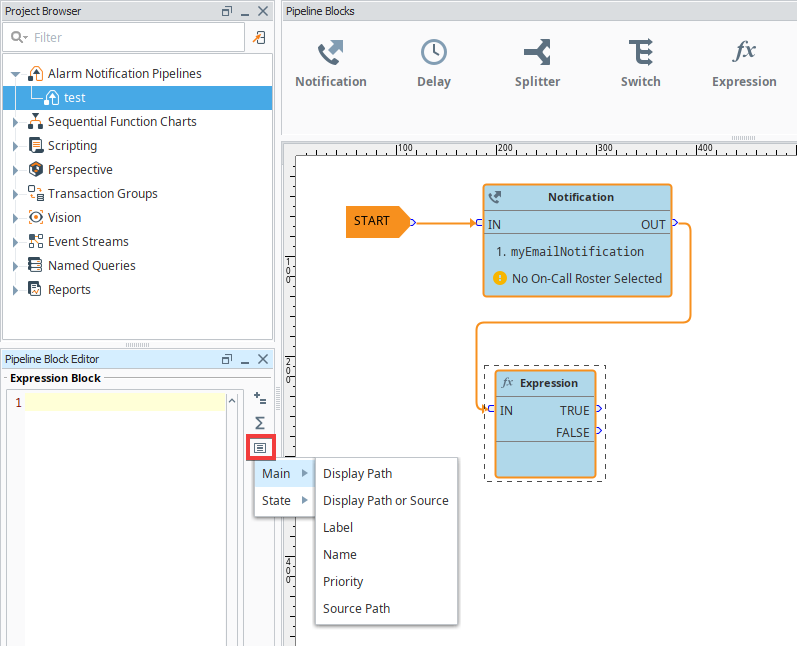 Expression Block Menu