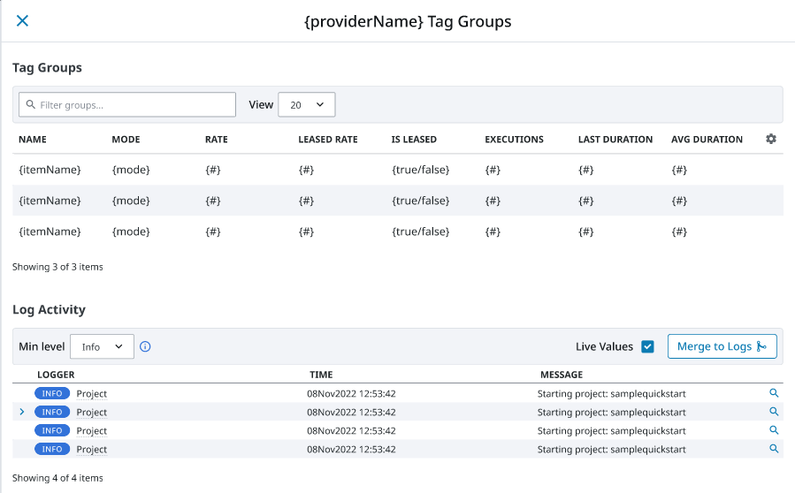 Gateway Services Page - Tag Groups