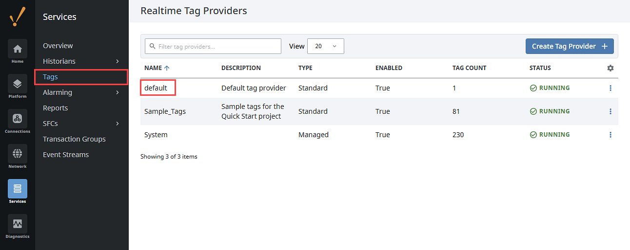 Gateway Services - Realtime Tags Location and Default Provider