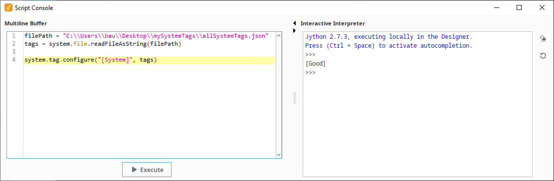Import All System Tag Configurations Script
