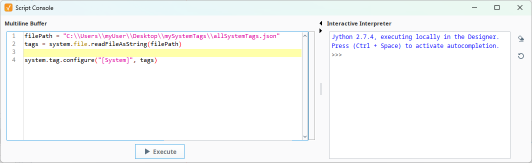 Import All System Tag Configurations Script