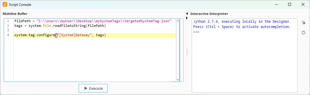 Import Targeted System Tag Configuration Script