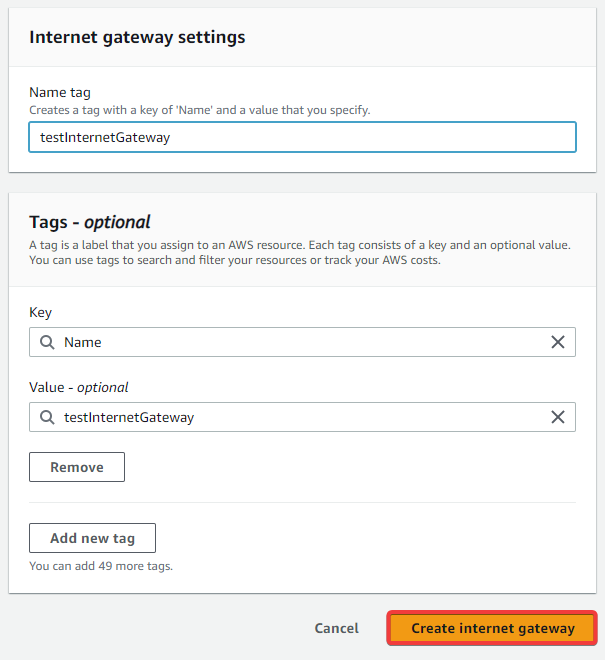 Internet Gateway Step 3