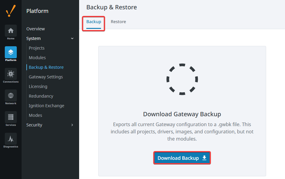 Manually Collecting a Gateway Backup Step 2