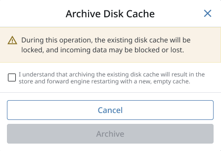 Archive Disk Cache Popup