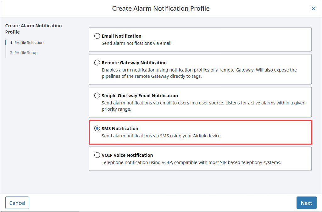 Select SMS Notification from profile options