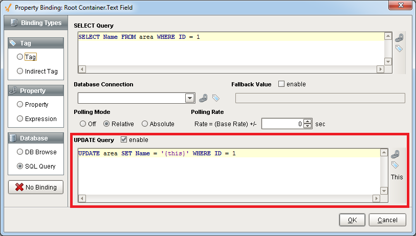 SQL Query Binding: Scalar Query Update