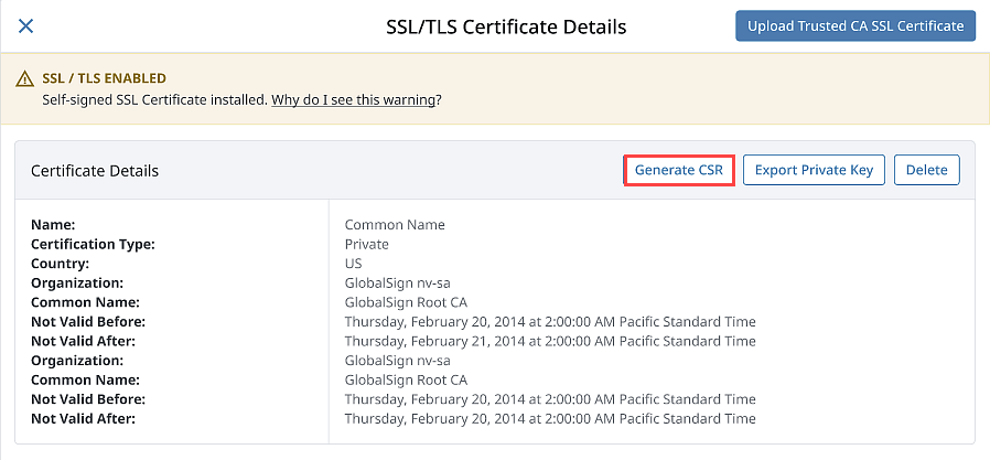SSL TLS Settings Details List