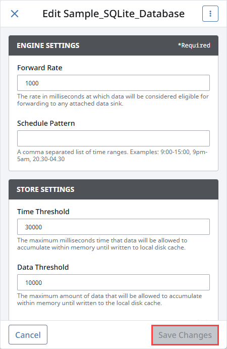 Store and Forward Edit Panel