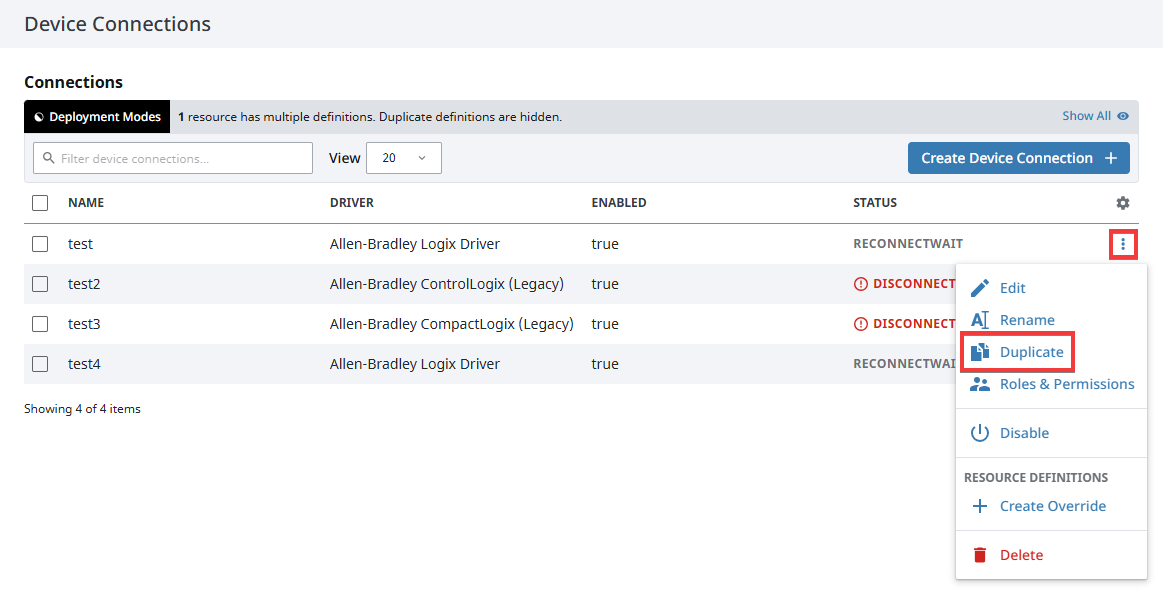 Three Dots Menu Duplicate Option