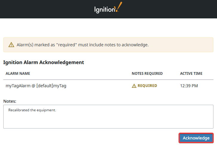 Using Email Alarm Acknowledgement Step 4