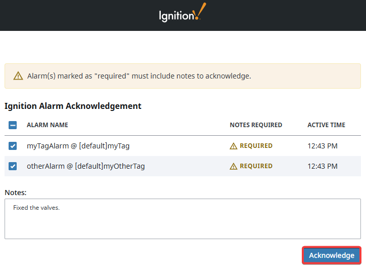 Using Email Alarm Acknowledgement Step 5