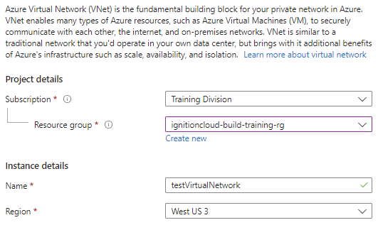 Virtual Network Azure Services Step 6