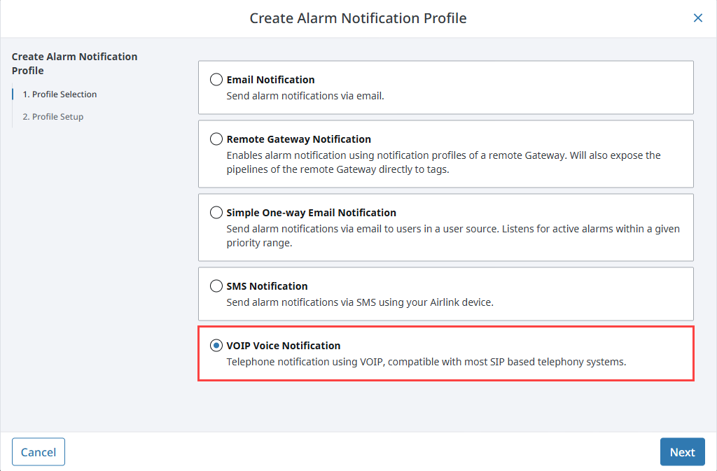 Select VOIP Notification option