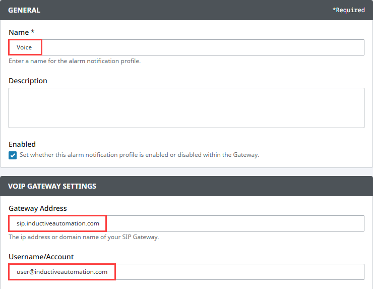 Configure VOIP profile setup