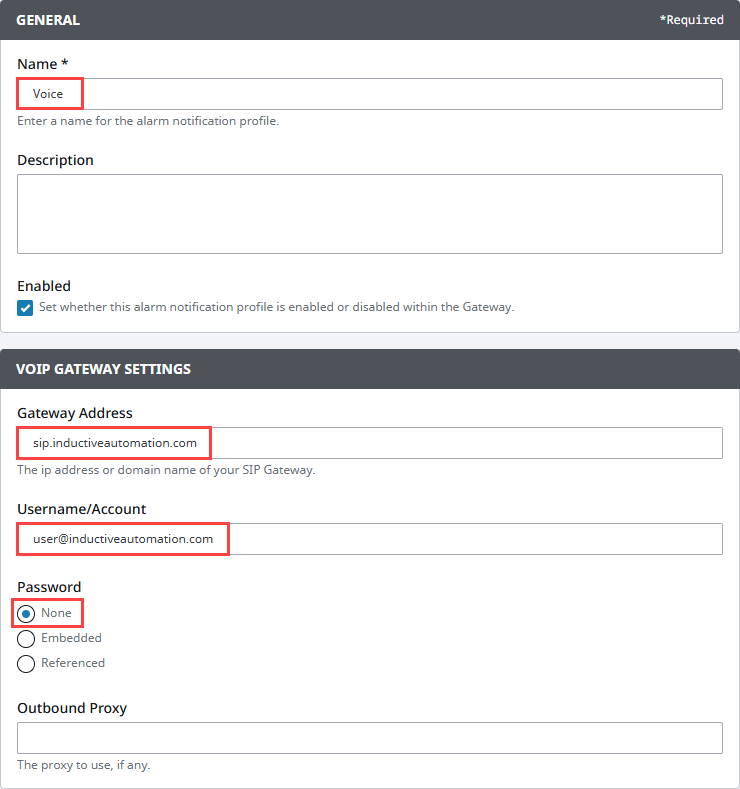 Configure VOIP profile setup