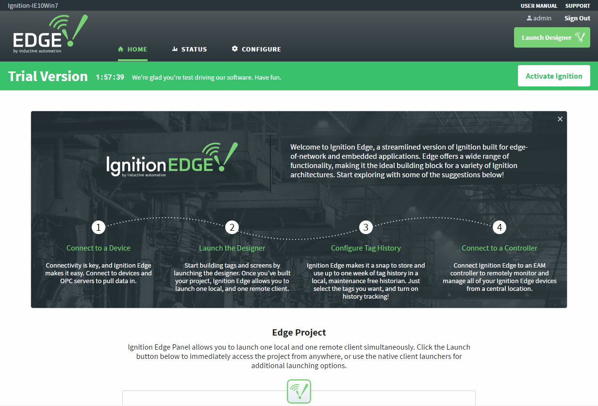 Edge Homepage in Trial Mode 7.9