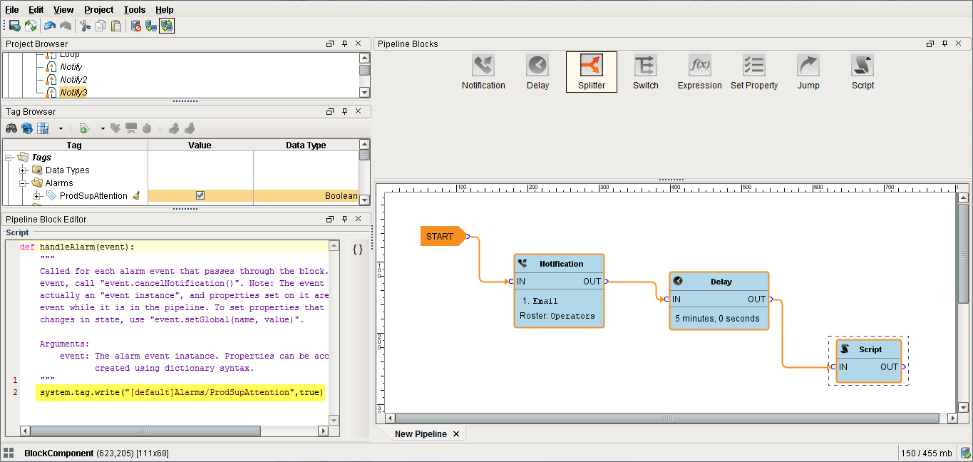 Alarm Pipeline: Script Block