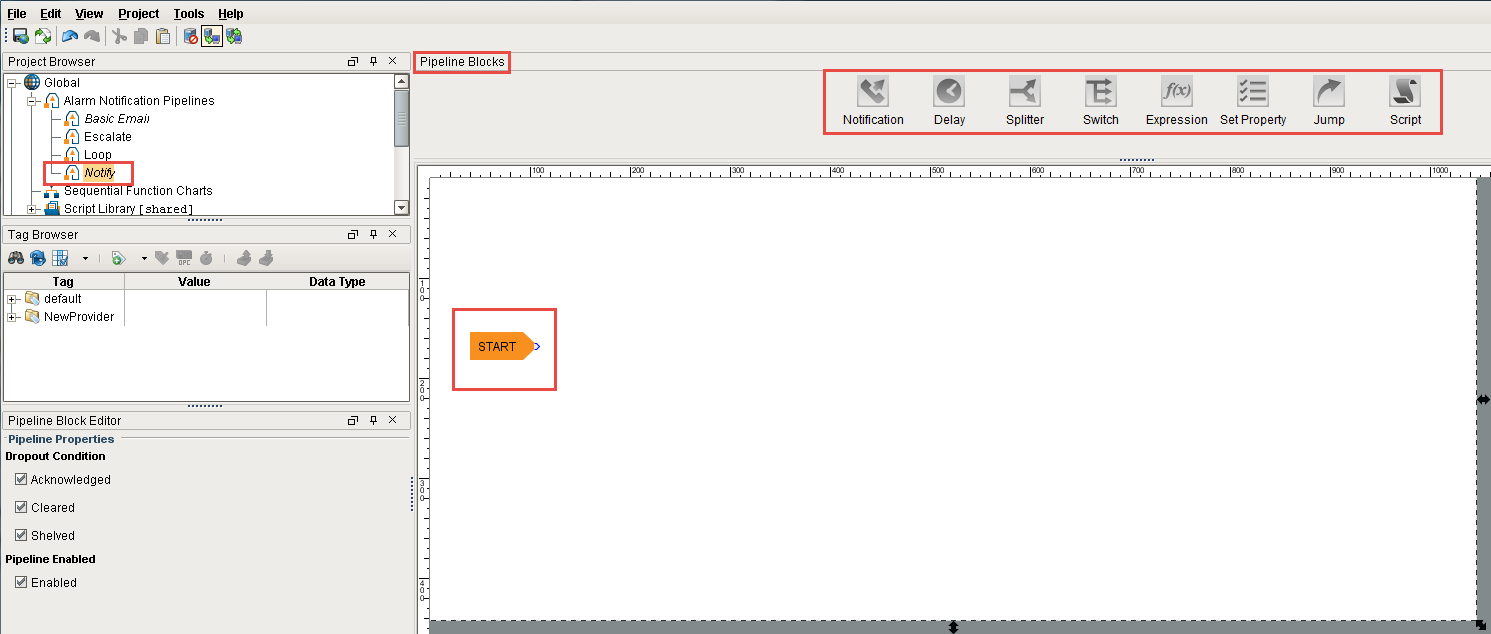 Alarm Pipeline: Start Block