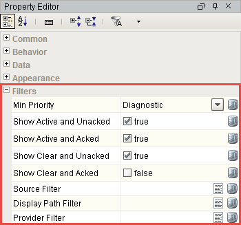 Alarm Status Table Property Editor