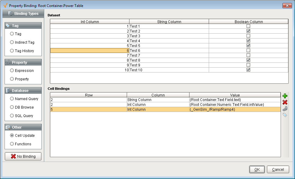 Cell Update Binding: Binding a Dataset Property to Realtime Values