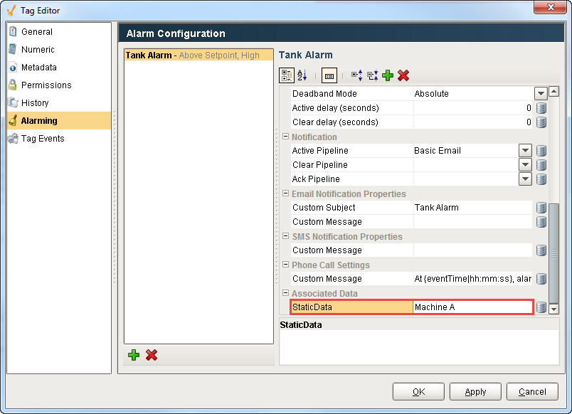 Creating Associated Data for both Static and Dynamic Properties Step 3