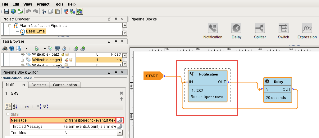 Customize SMS Message Script with Notification Block Step 1