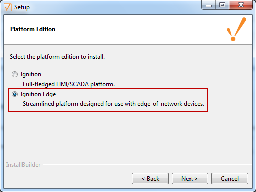 Edge Install Wizard Platform Selection