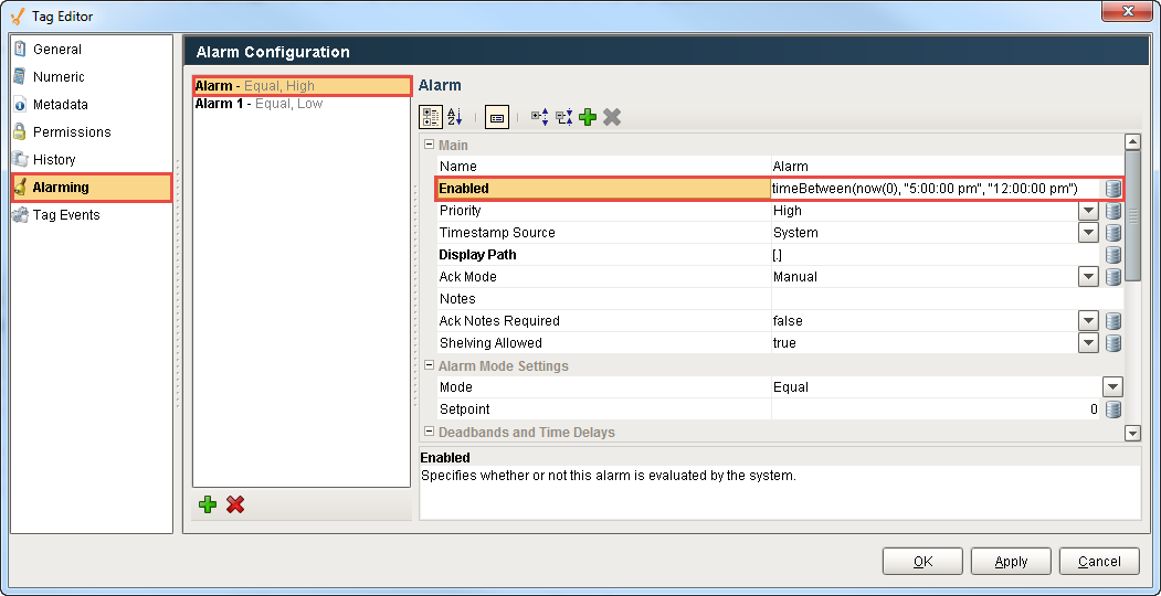 Enable Based on Time of Day