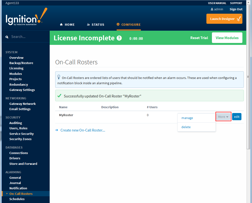 Create On-Call Roster Create From Gateway