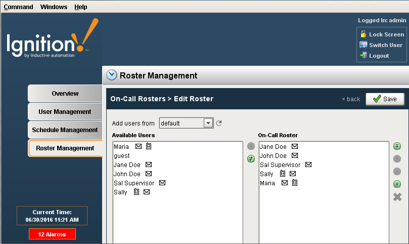 Roster Management Client Window