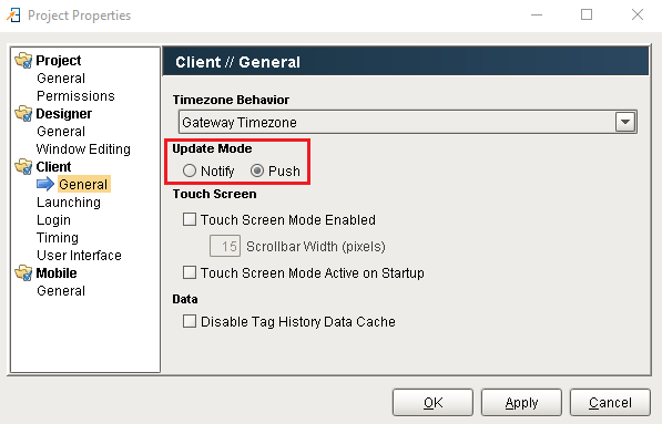 Set Client Update Mode Step 2