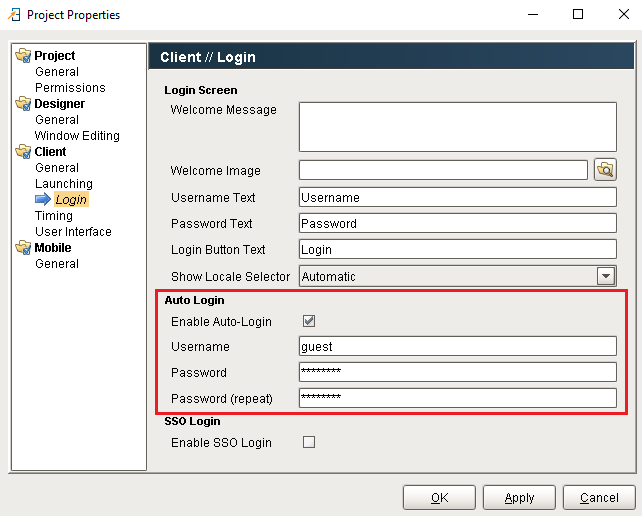 set up client auto login step 4